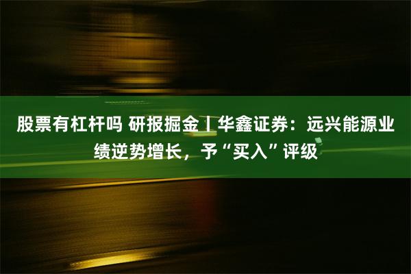 股票有杠杆吗 研报掘金丨华鑫证券：远兴能源业绩逆势增长，予“买入”评级