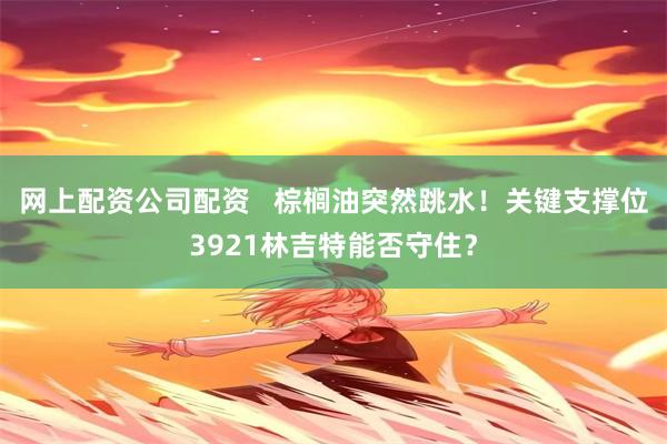 网上配资公司配资   棕榈油突然跳水！关键支撑位3921林吉特能否守住？