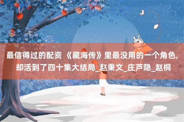 最信得过的配资 《藏海传》里最没用的一个角色, 却活到了四十集大结局_赵秉文_庄芦隐_赵桐