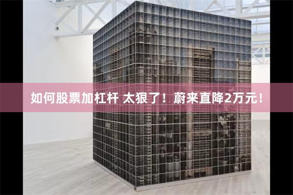 如何股票加杠杆 太狠了！蔚来直降2万元！
