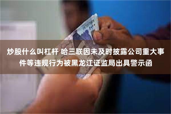 炒股什么叫杠杆 哈三联因未及时披露公司重大事件等违规行为被黑龙江证监局出具警示函