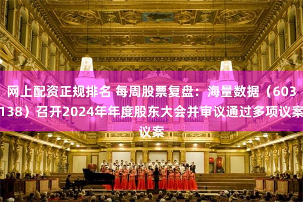 网上配资正规排名 每周股票复盘：海量数据（603138）召开2024年年度股东大会并审议通过多项议案
