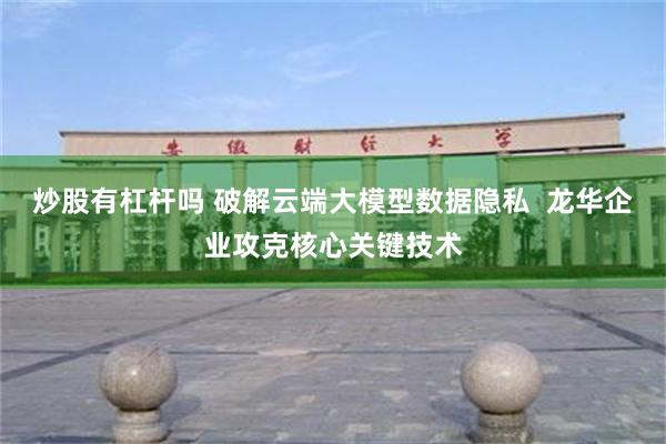炒股有杠杆吗 破解云端大模型数据隐私 龙华企业攻克核心关键技术