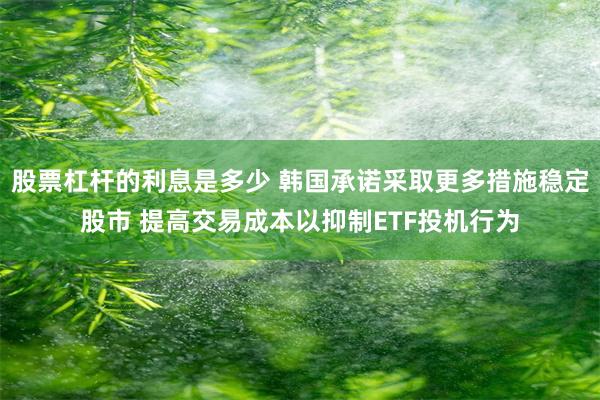股票杠杆的利息是多少 韩国承诺采取更多措施稳定股市 提高交易成本以抑制ETF投机行为