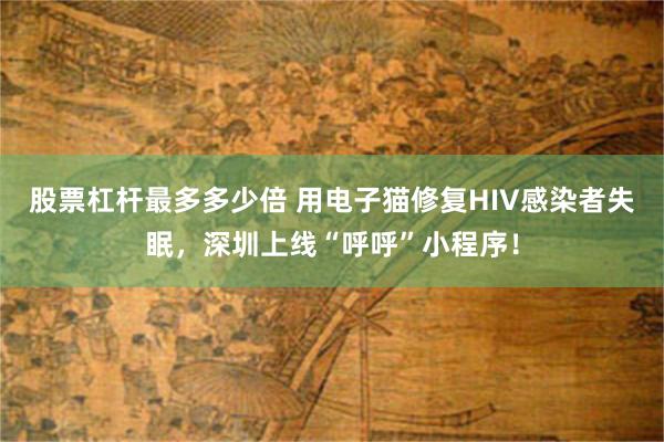 股票杠杆最多多少倍 用电子猫修复HIV感染者失眠，深圳上线“呼呼”小程序！