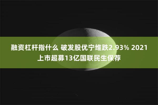 融资杠杆指什么 破发股优宁维跌2.93% 2021上市超募13亿国联民生保荐